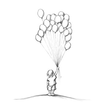 Kleiner Junge mit Luftballons