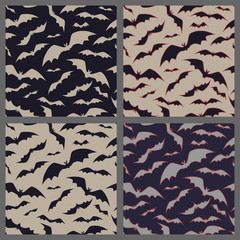 Bats pattern for halloween. Set of seamless background with bats.