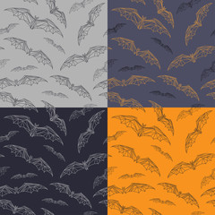 Bats pattern for halloween. Set of seamless background with bats.