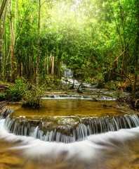 Beautiful waterfall in the deep forest,Pha Tat Waterfall, Kancha