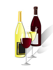 Glasses and bottles of wine