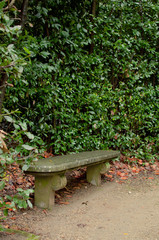 Lonely stone park bench in the Boboli gardens (Florence, Italy)