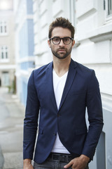 Smart dressed man in suit jacket, portrait