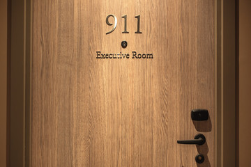 Obraz premium Hotel door number, close up image