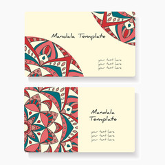 Business cards with hand drawn round ornament / Mandala style
