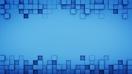Blue squares and free space 3D render