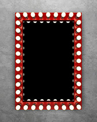Red makeup mirror on the concrete wall. 3D rendering - 123187759