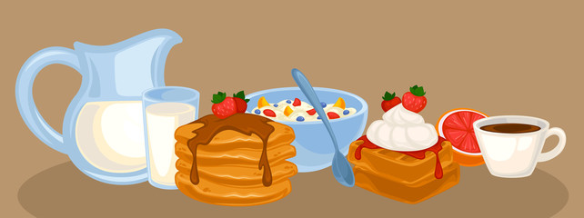 Vector breakfast food set