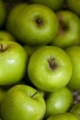 Green apple Raw fruit and vegetable backgrounds overhead perspective, part of a set collection of healthy organic fresh produce