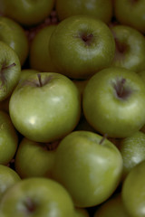 Green apple Raw fruit and vegetable backgrounds overhead perspective, part of a set collection of healthy organic fresh produce