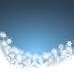 Christmas blue background, with snowflakes
