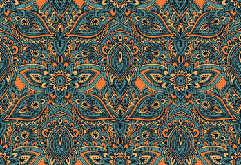 Vector seamless pattern with henna mehndi floral elements.