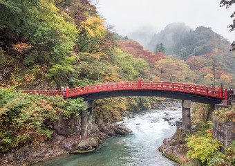 Shinkyo bridge in Nikko Tokyo, Japan in autumn season