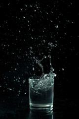 Water splash in glass