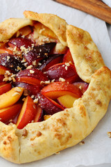 Homemade nectarine galette with nuts