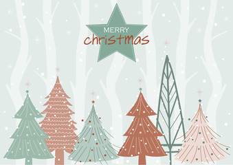 Christmas landscape background with snow and tree,Christmas and New Year background,Vector illustrations