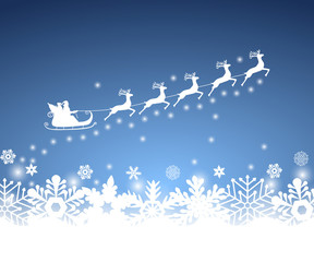 Fototapeta na wymiar Santa Claus in sled rides in the reindeer
