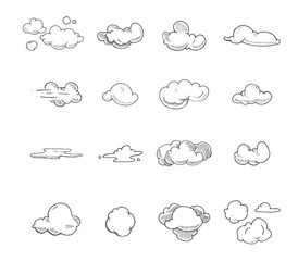 vector Doodle big set of Hand Drawn Clouds