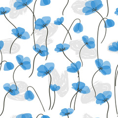 Fototapety  Delikatne niebieskie kwiaty wzór. Kwiatowy tło wektor.