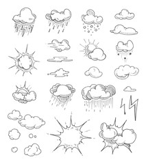 vector Doodle big set of Hand Drawn Clouds