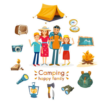 Camping family hiking and outdoor recreation