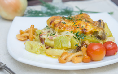 zucchini and eggplant baked with cheese