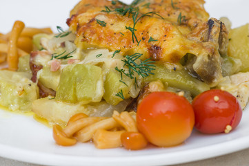 zucchini and eggplant baked with cheese