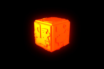 3D Cube in Hologram Style. Nice 3D Rendering
