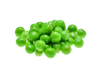 Close up, Pile of Canned peas isolated on white background