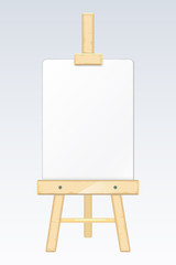 Easel, painting desk, drawing board with blank white canvas vector illustration