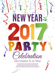 New Year 2017 party poster template.