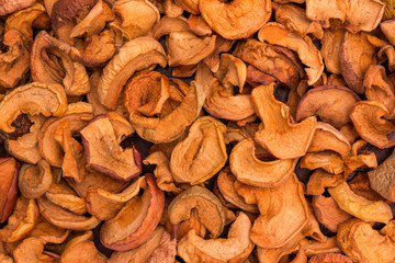 Apples dried slices background