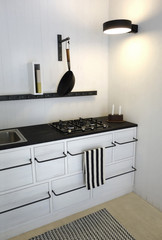 Clean Bright Retro Kitchen - 123194396