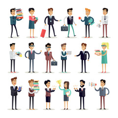 Set of Business Characters Vector in Flat Design.