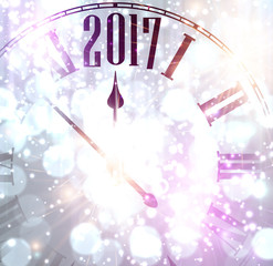 2017 New Year background with clock.
