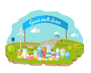Naklejka premium Organic Milk Farm Concept Web Banner