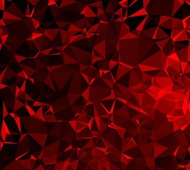 Abstract 3d dark red polygonal and low poly background. Background with dark red triangles.