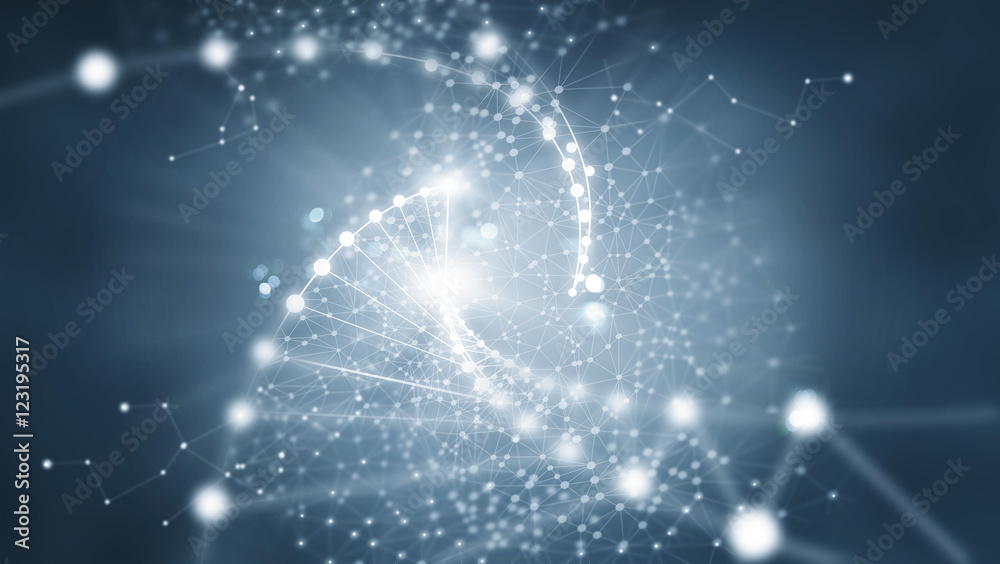 Poster Abstract network connection on dark background