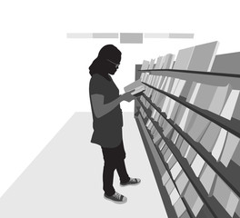 Book shops vector silhouette people on a white background