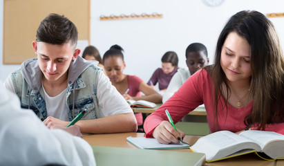 Multiethnic students in the classroom.