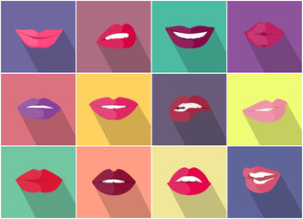 Set of Lips with Expression Emotions