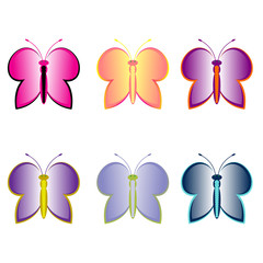 watercolor butterflies set isolated on white. Vector