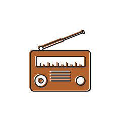 Flat line radio icon. Vector.