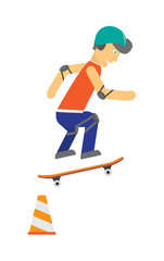 Skater with Skateboard Vector in Flat Design
