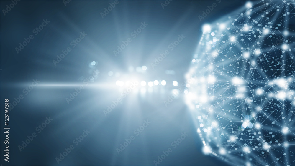 Poster Abstract network connection on dark background