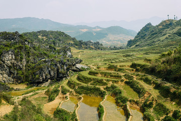 Fototapeta na wymiar Rice terraces and hills in Sapa, Vietnam.