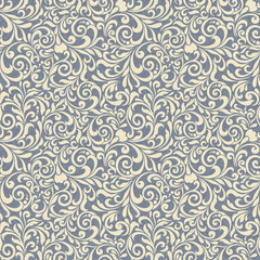 Seamless background of blue color in the style of baroque