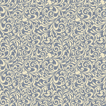 Seamless background of blue color in the style of baroque