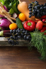 organic vegetables on wood
