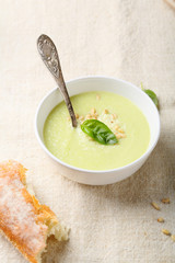 Spring soup puree in bowl